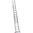 HOMEMASTER® 3 Section Extension Ladder | 150kg Load Capacity | Anti-slip Rungs, Auto-Locking Clips | Lightweight Aluminium Ladders | 3.70m