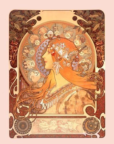 Alphonse Alfons Mucha Art Nouveau Deco Zodiac Poster Print 42x29cm