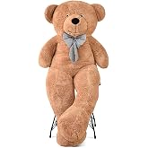 Papyonlu Dev Pel&uuml;ş Ayıcık,Yumuşak ve Sevimli B&uuml;y&uuml;k Boy Oyuncak Ayı,Sarılmalık Ayı,Sevgiliye Hediye Ayıcık, (130cmKahve)