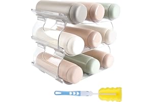 ANZOAT 3er-Pack Flaschenregal Stapelbar Weinregal,Flaschenhalter Kühlschrank Flaschen Organizer Schrank mit Schwammbürste,Flaschenaufbewahrung Wasserflaschenhalter für Kühlschrank,Schrank,Küchen,Büro