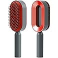 Self Cleaning Hair Brush Quick Self Cleaning Hair Brush Detangler Hairbrush 3D Airbag Scalp Massage Hair Brush (Red)