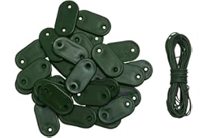 WerkaPro 10680 - Kit de 30 Fixations pour Brise Vue/Canisse - Vertes - Inclus 4 mètres de fil de fer plastifié