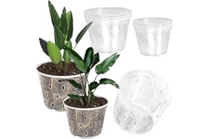 VGECEE 6 Pcs Macetas Transparentes para Orquídeas Macetas Transparentes Plastico de 2 Diferentes Tamaños 11 y 12.5cm Macetas Plasticas con Agujeros Macetas para Orquídeas Exteriores Interiores