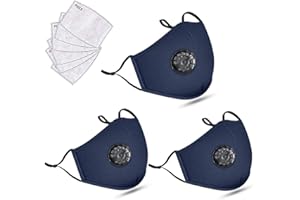UHAT Pack 3 Equipement De Protection Réutilisable, Cotton Lavable Anti-buée Et Résistant À La Poussière