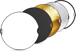 NEEWER Riflettore di 43"/110cm, Maniglia con Filetto da 3/8", Disco Ripiegabile 5 in 1 Diffusore Trasparente/Argento/Oro/Bianco/Nero per Illuminazione Fotografica, Illuminazione Esterna, RF-110II