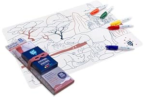 SUPER PETIT - Gioco educativo - Set da tavolo da colorare - Colorazione tema Savana - 5 feltri e bracciale forniti - Facile da pulire - riutilizzabile - antibatterico - da 3 anni