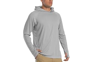 TACVASEN Hommes Sweats à Capuche UPF 50+ Protection Solaire T-Shirt à Manches Longues Sweats à Capuche à Séchage Rapide D'extérieur Chemise