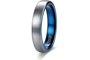 Zakk Bague de fiançailles pour homme et femme Tungstène Alliance Mariage fiançailles 4 mm Noir Bleu Taille 47 à 69