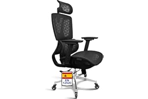 MELOKEA Silla Ergonomica de Escritorio, Reposabrazos 4D, Asiento Regulable en Profundidad, Ruedas de Goma, Inclinación de 4 Niveles, Silla de Oficina Ergonómica, Asientos de Malla, Sillas Escritorio