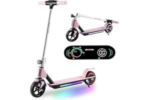 E-Noroyavn Trottinette Électrique Enfants,Pliable Trottinette Electrique, Affichage LED, Lumières Arc-en-Ciel, Vitesse Maximale 15 km/H,3 Modes de Vitesse,Autonomie 5-8 km,Cadeau pour Enfant 6-12 Ans