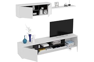 Habitdesign – Mueble de Salón Moderno, Módulos para Comedor, Conjunto de Salón, Color Blanco Brillo y Gris Antracita, 200x41x46 cm - Modelo Belus