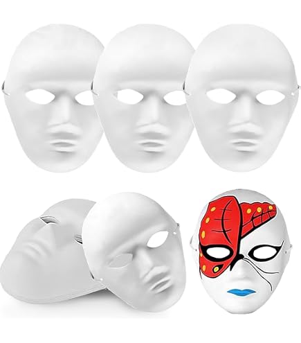 Lot De 24 Masques De Chat En Papier Mâche Blancs à Peindre Soi-même - Avec élastique Et Peinture - Pour Carnaval, Halloween, Activités Créatives - DIY Déguisement - 9