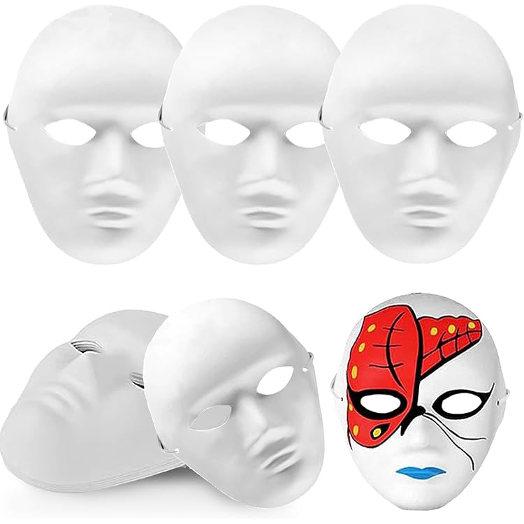 30 Stück Weiße Papiermasken Zum Selbergestalten – Ideal Für Halloween, Cosplay & Partys – Inkl. Elastischem Band
