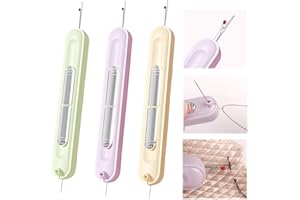 GCNWW 2-in-1 Needle Threader Tool & Seam Ripper, Retractable Sewing Tool, Easy Threading and Thread Removal, Portable Stitch Unpicker for Embroidery, Sewing, Cross Stitch & DIY Projects (3 Color)