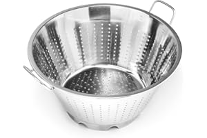 Forgast Grande passoire avec poignées | Acier inoxydable | Diamètre supérieur 40 cm | Construction massive et durable | Bords roulés | Base avec trous | Facile à nettoyer | Lavable au lave-vaisselle