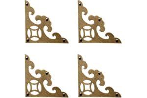 Tiazza 4Pcs Vintage Brass Antique Decorative Box Corner Protector Triangle with Screws,Wooden Jewelry Gift Box Cabinet Chest Accessories Guard Edge Cover Flat Corner Braces (Antique Bronze)