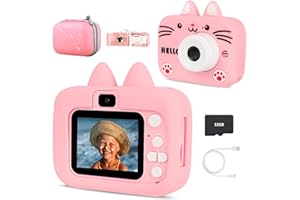 PTUI Fotocamera per bambini - per ragazze e ragazzi fotocamera digitale HD 1080P con schermo da 2” e custodia con scheda SD da 32GB regali di compleanno per ragazze di 3 4 5 6 7 8 9 10+ anni videoregis