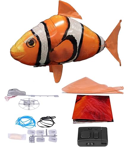 Remote Control Inflatables Flying Fish Toy RC Remote-Controlled Inflatable Shark & Clown Fish ...