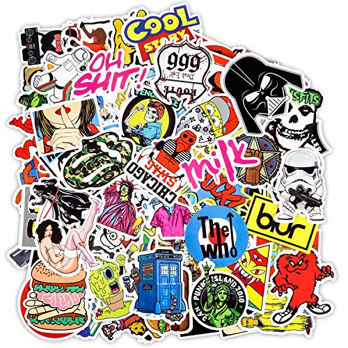 100pcs Autocollant, PAMIYO Sticker de Voiture en Vinyle Stickers Pack des Vintage Retro Stickers Bomb Pack Idéal pour Les Ordinateurs Skateboard Bagages