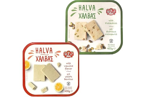 Mezap grekisk halva variation 2-pack – vanilj 400 g, pistasch 400 g