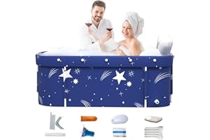 KISEELY Portable Foldable Bathtub for Adult, Large Family Soaking Bathtub for SPA, Efficiently Maintaining Hot & Cold Temperature Bathtub 120X55X50cm (Blue Star Style)…