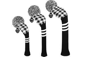 Scott Edward Stickad pom pom golf huvudbonad set för drivrutinträ, Fairway och Utilities, Drickhuvudskydd, träörngott, andra