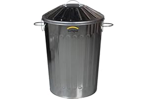 CrazyGadget® Small Medium Large Extra Large Galvanised Steel Metal Dustbin Kitchen House Garden Storage Unit Bin (60L)