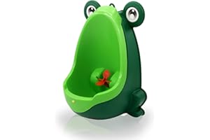 SUNDEE Cute Frog Children Potty Toilet Training Urinal for Boys, Pee Trainer Bathroom Kids Urinal with Whirling Target - Green