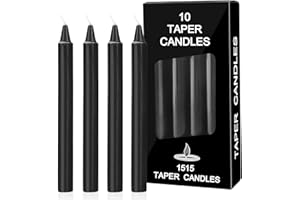 ‎BOLOSA Bolosa 10 Stück Stabkerzen Schwarz, Spitzkerzen, Lange Kerzen, Stabkerze, Lange Brenndauer, Geeignet für Bankette, Partys, Familienessen, 15x1,5cm