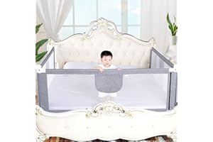 KEDIA Barierka ochronna do łóżeczka dla dzieci, ochrona przed wypadnięciem, barierka dla małych dzieci, obramowanie do łóżeczka dziecięcego, regulacja wysokości (1,8 m szara)