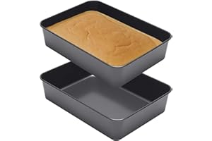 SPORWAY Lot de 2 mini plaques de cuisson antiadhésives rectangulaires en acier inoxydable - Passe au lave-vaisselle - 26 x 19 x 6 cm