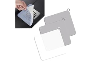 WANDERGO Tapa Desague Ducha, 3 Pcs 15x15cm Cuadrado Cubiertas De Desagüe De Ducha, Almohadilla Desodorante de Silicona Tapón de Drenaje Universal para Cocina Baño Bañeras(2Gris+1Blanco