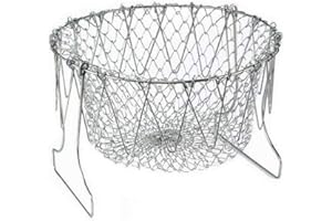 JJDD Carkio Panier pliable en acier inoxydable multi-fonctions pour frire et cuisine