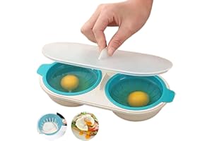 XTAIQD Microwave Egg Poachers,Upgraded Microwave Egg Poacher,Mold Poached Egg Maker for Ovens Breakfast Cooking Kitchen Steamed Poached Egg Gadget,PP Double Cup Egg Cooker Egg.