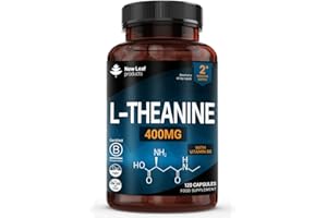 NEW LEAF PRODUCTS L Theanine Enriched with Vitamin B6 - High Strength L Theanine 400mg Natural Nootropics from Green Tea - 120 Vegan L-Theanine Capsules - Made in The UK Theanine Supplements by New Leaf