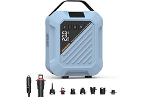 ANOUTWAY Bomba SUP recargable 20PSI The Jungle - Bomba de aire SUP portátil rápida, bomba de paddle board eléctrica con apagado automático y conector de coche de 12 V CC para tablas de paddle inflables, barcos