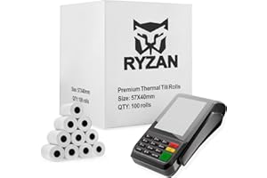 RYZAN 100 Rolls of 57x40mm Thermal Paper Till Rolls Compatible with Card Machines, Cash Register Receipt, PDQ POS EPOS EFTPOS, Credit Card, Verifone, Barclays, Ingenico iCT200, iCT 220, iCT250, iCT 250