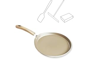OGIBRIDI Padella per Crepes Induzione Pentola per Pancake Crepes Antiaderente Padella Piatta Crepes Piadine Lega di Alluminio Piastra Crepes per Frittelle Focaccina Uova 20 cm con Utensili da Cucina