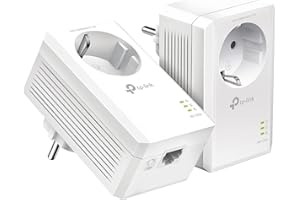 TP-Link TL-PA7017P Kit Powerline con Presa Passante Schuko, AV1000 Mbps su Powerline, 1 Porta Gigabit, Plug and Play