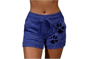 riou 2024 Pantalones Cortos Mujer Verano Cintura Alta Vintage Flowers Pantalones Casuales Chica Adolescente Suave y transpirable Color Sólido Pantalones de Yoga con Bolsillos y Cordón