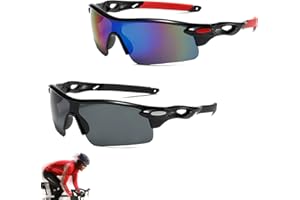 YQBFTC Occhiali da Sole Sportivi da Uomo e Donna, 2PCS Occhiali Veloci Sportivi Polarizzati, UV400 Occhiali Montagna Occhiali da Ciclismo per Motociclismo,Corsa,Sci,Alpinismo