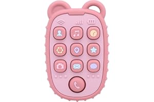 ONGNIUU Jouet Dentition Bébé, Telephone Bebe Jouet, Sensoriels de Qualité Alimentaire, Poussées Dentaires Jouets en silicone Sans BPA, pour Bebe 3 Mois+, Bébés Filles Garçons