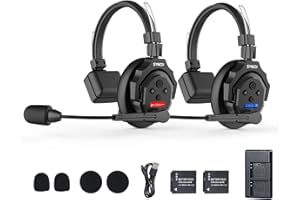SYNCO Xtalk Cuffie Wireless Full Duplex X2, 2.4G Sistema Cuffie Interfoniche Wireless Comunicazione per Team Cancellazione del Rumore con 2 Cuffia