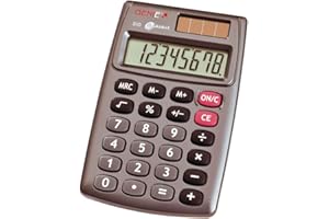 ‎GENIE Genie 510 8-stelliger Taschenrechner (Dual-Power (Solar Und Batterie) Kompaktes Design) Grau