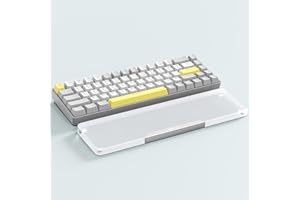 Attack Shark 68 Tasten Acryl-Handgelenkauflage, Aluminiumlegierung Handballenauflage, Rutschfeste Ergonomische Handgelenkstütze, Transparente Armablage für TKL Gaming-Mechanik-Tastatur - Silber