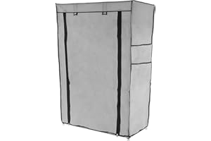 PrimeMatik - Armoire de Rangement et Chaussures en Tissu 60 x 30 x 90 cm Gris avec Porte Rouleau