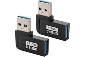 Leehitech 2 Pack Right Angle USB A Adapter,10Gbps L-Shape USB 3.2 Gen2 A Male to A Female Connector, Support 5V/3A Safe Charging High Speed Data Transfer for Phones, Laptop, Power Bank, Hard Drive