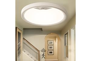 EASY EAGLE Plafon Luz LED con Sensor de Movimiento, 3000K/4000K/6500K Lampara Techo, 1800LM Plafon LED Techo para Cocina Pasillo Balcón Escaleras Garaje Sótano, 22CM