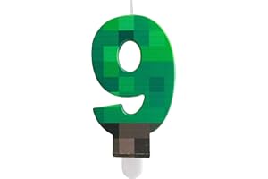 YIRAN Geburtstagskerzen Zahlen 9,Pixel Geburtstagskerzen Kerze,Grün Kerzen Geburtstag,Tortendeko Geburtstag, Cartoon Gaming Themen für Mädchen Jungen Kinder Geburtstagskerzen Torteparty Deko