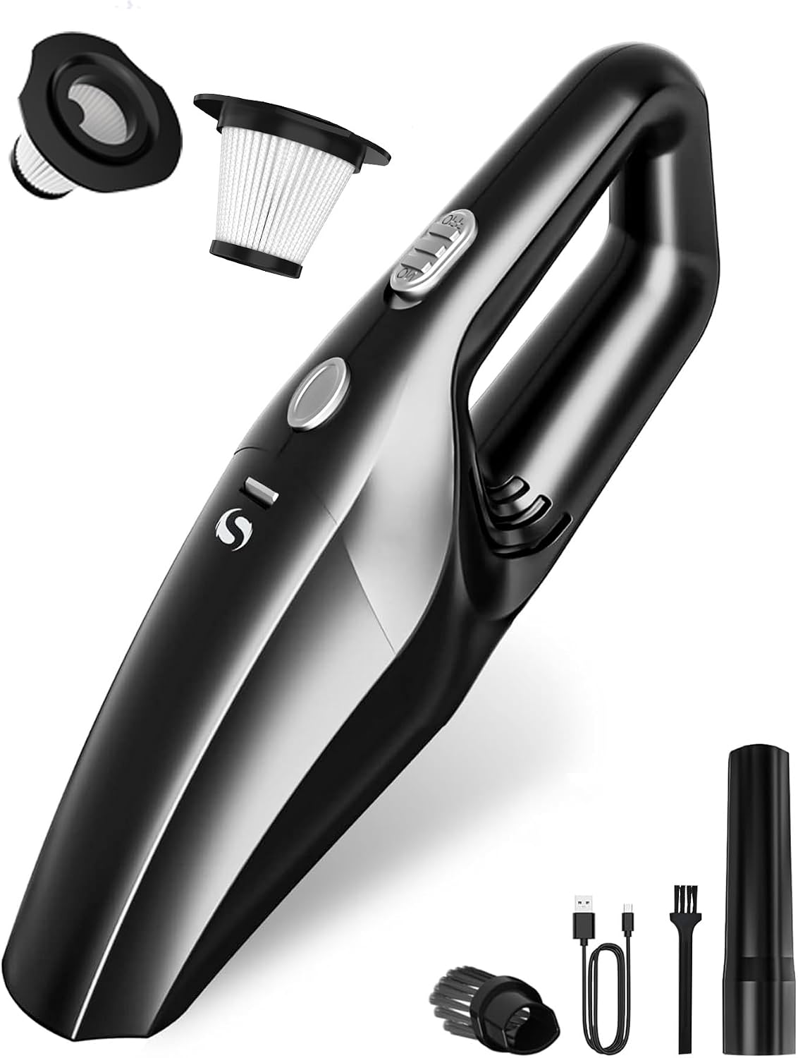 SERVOMASTER Aspirador De Mano Potente, Aspirador Coche Recargable, Aspiradora De Mano Sin Cable Pare Filtro HEPA, Mini Aspiradora para Hombres y Mujeres, Accesorios para Limpieza Interior